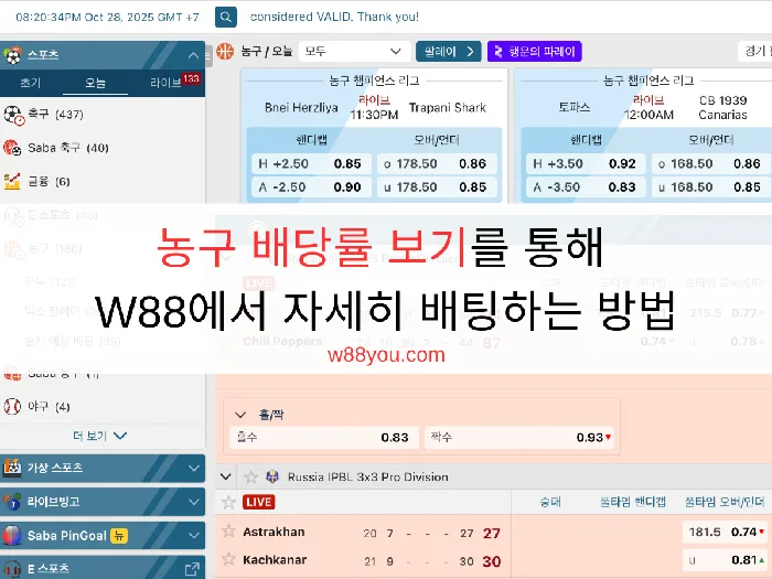 농구 배당률 보기를 통해 W88에서 자세히 배팅하는 방법