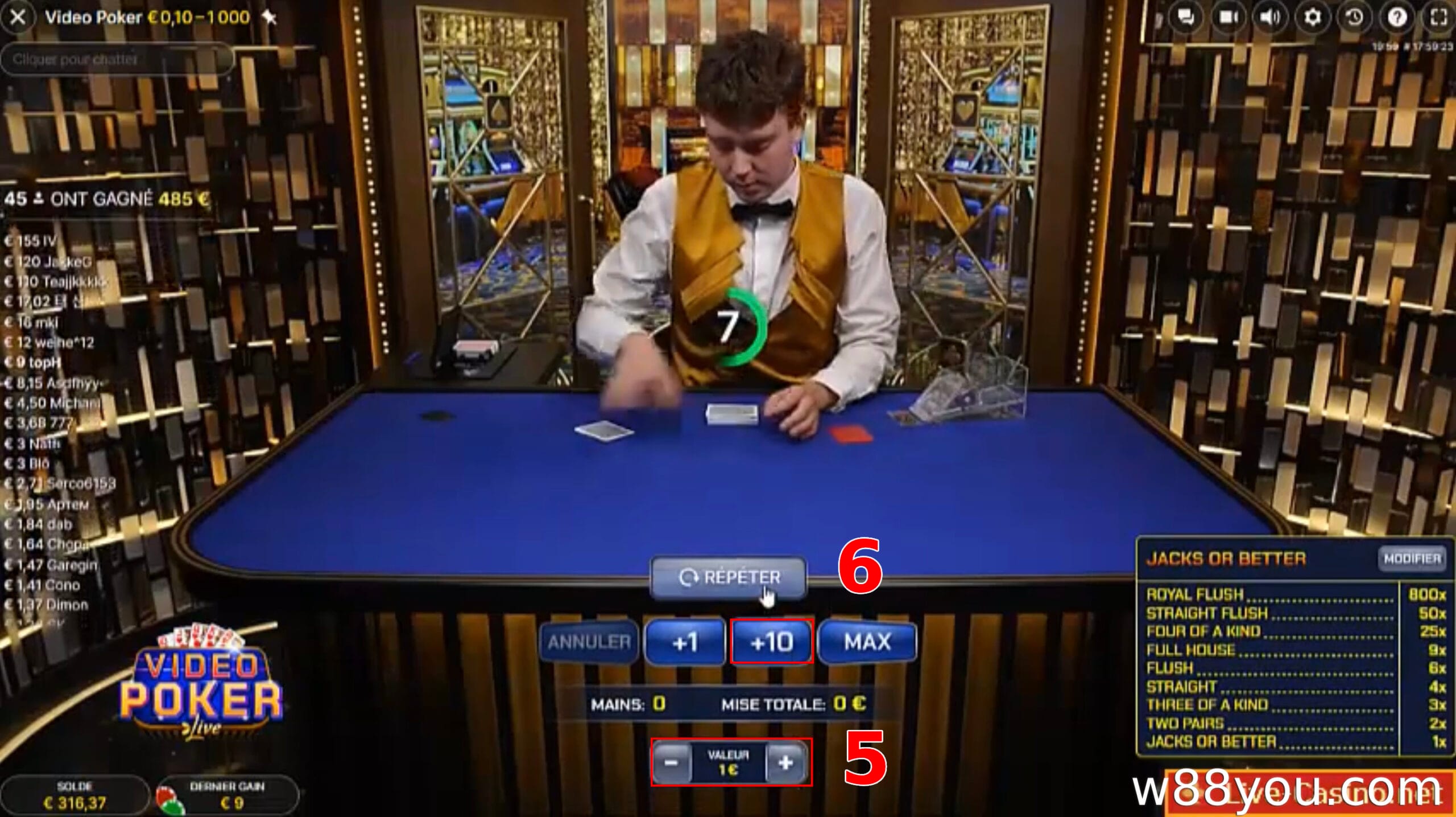 베팅 금액과 게임 횟수를 선택하세요.