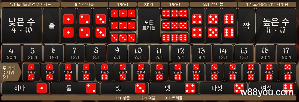 베팅 종류 및 배당률