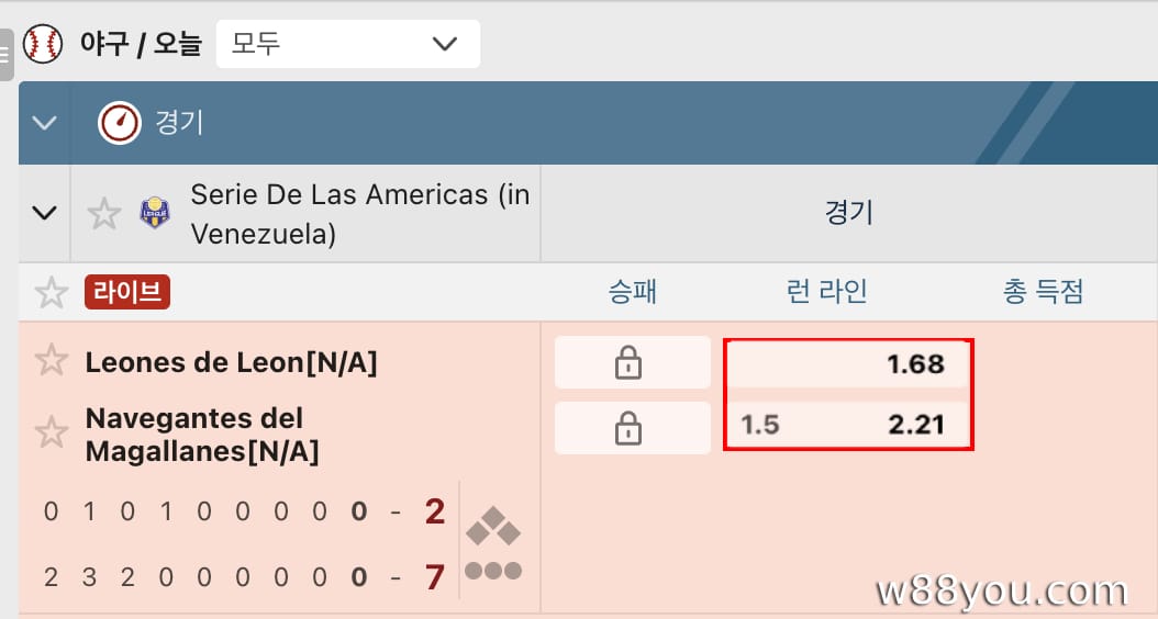 핸디캡 -1.5 / +1.5 - 표준 런 라인
