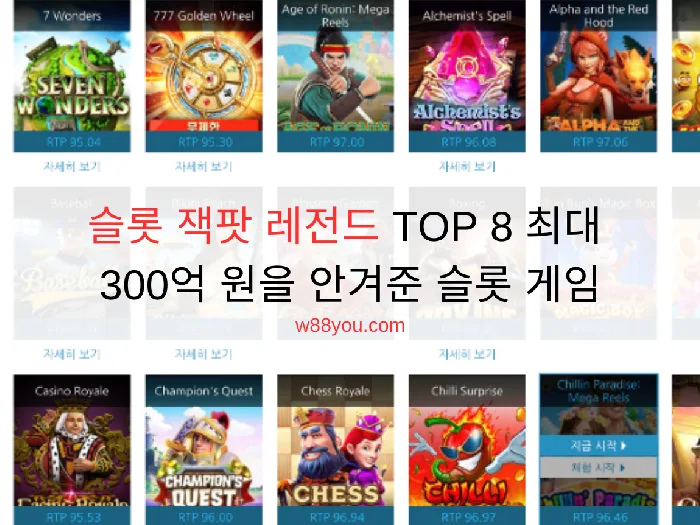 슬롯 잭팟 레전드 TOP 8 최대 300억 원을 안겨준 슬롯 게임