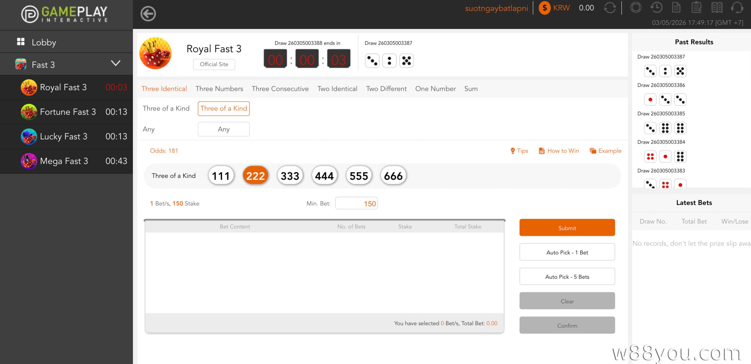 FAST 3 – 하루에 여러 번 추첨되는 3개 숫자로 구성된 복권입니다