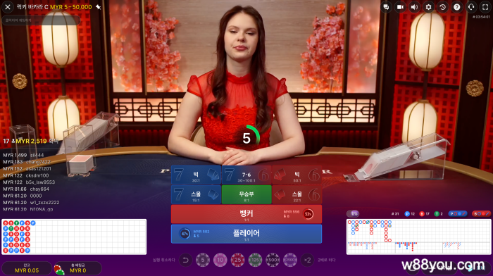 W88 라이브 카지노에서의 온라인 바카라 게임 플레이